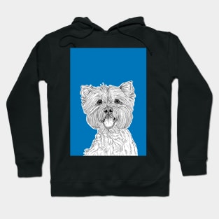 West Highland Terrier Dog Portrait ( blue background ) Hoodie